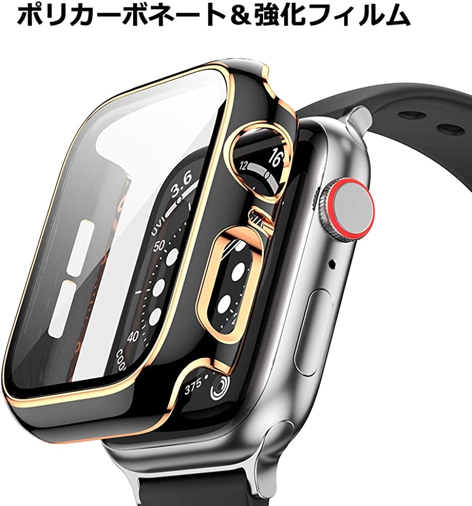 アップルウォッチ カバー apple watch ケース 高級仕様 保護 ブラック 黒 x 銀 6( 黒+シルバーライン,  44ｍｍ)｜zebrand-shop｜06