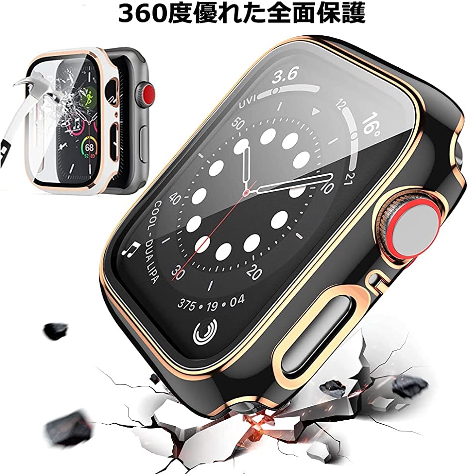 アップルウォッチ カバー apple watch ケース 高級仕様 保護 ブラック 黒 x 銀 6( 黒+シルバーライン,  44ｍｍ)｜zebrand-shop｜07