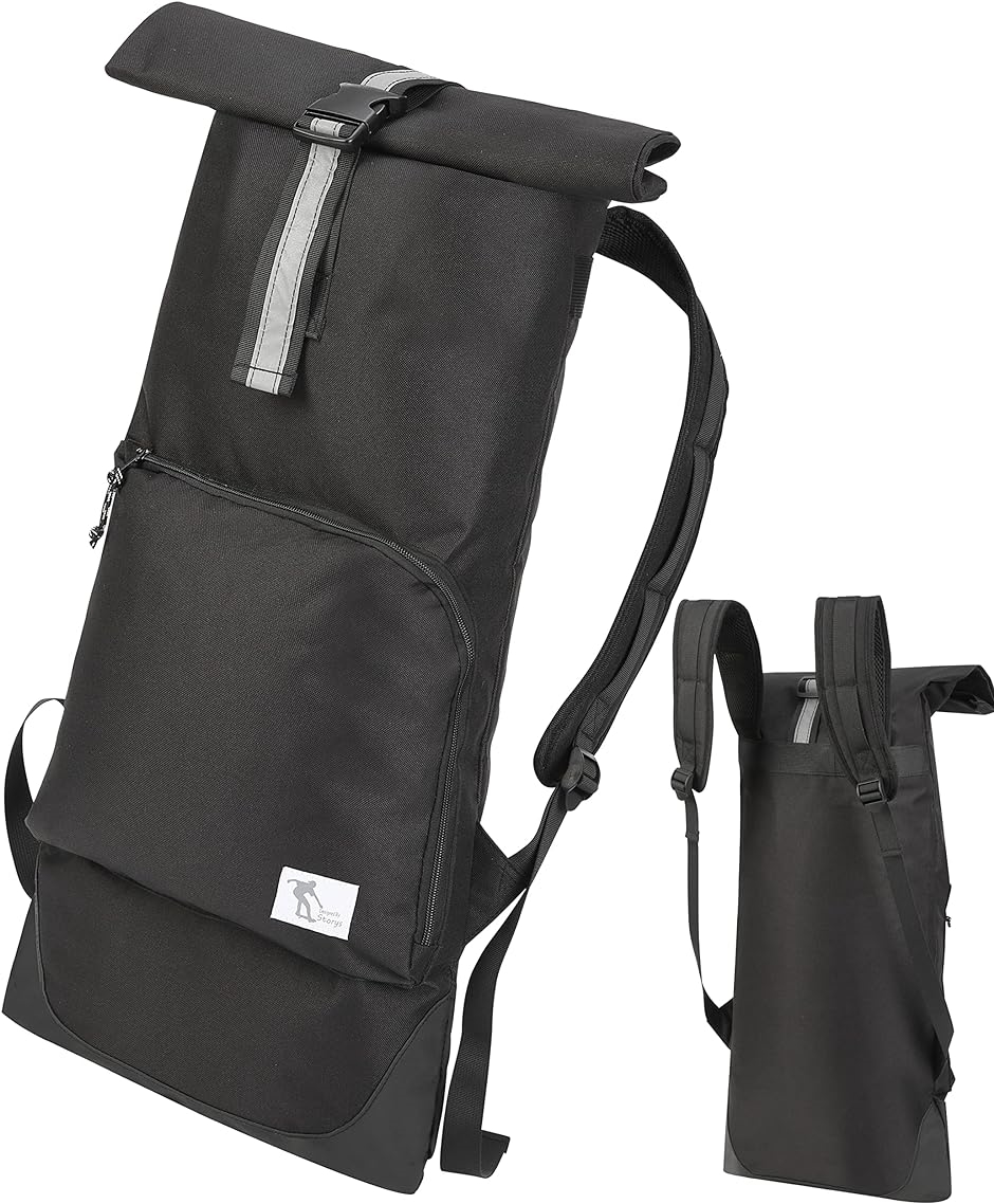 スケボー バッグ スケートボード リュック カバー 持ち運び ケース デッキ 収納 Black ワイド MDM(ワイド リュック Black)