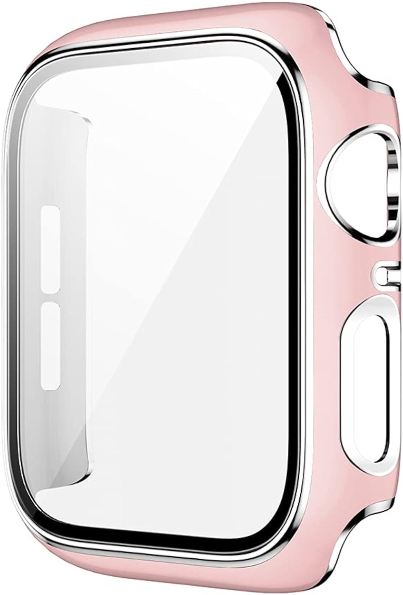 アップルウォッチ カバー apple watch ケース 高級仕様 保護 ピンクx 銀 7( ピンク+シルバーライン,  41mm)｜zebrand-shop