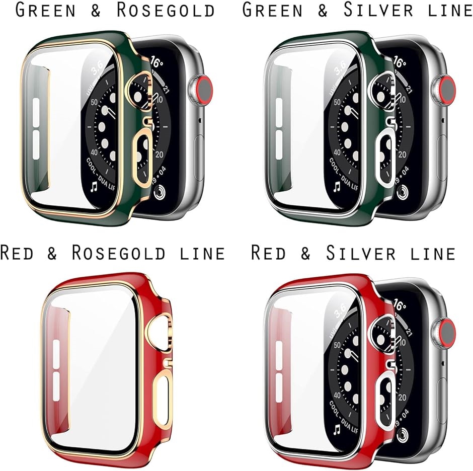 アップルウォッチ カバー apple watch ケース 高級仕様 保護 ピンクx 銀 7( ピンク+シルバーライン,  41mm)｜zebrand-shop｜04