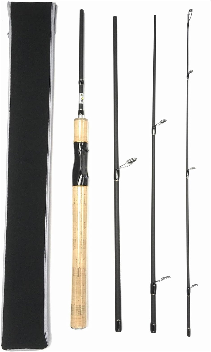 6.6ft スピニングパックロッド4ピース MH シーバスロッド(ブラック,  6.6ftスピニングパックロッド4ピース(M)