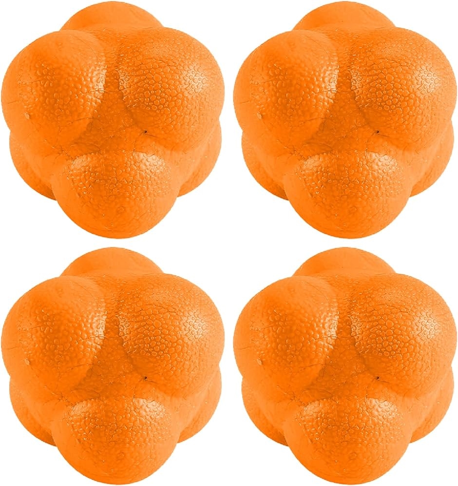 リアクション ボール 反射 視力 トレーニング ヘキサゴン 不規則 反応 バウンド( オレンジ4個)｜zebrand-shop
