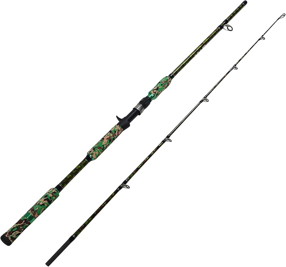 超硬 雷魚 ロッド 釣り竿 XH ベイトロッド 2ピース 鯰ロッド ルアーロッド 762XH ビッグベイト ナマ(2.4M)