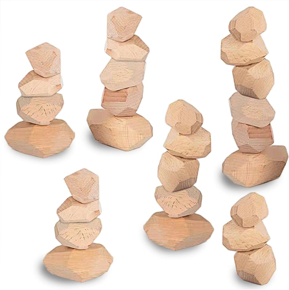 図形 キューブ デコボコ 石 積木 石子 積み木 26個セット( 木製)｜zebrand-shop
