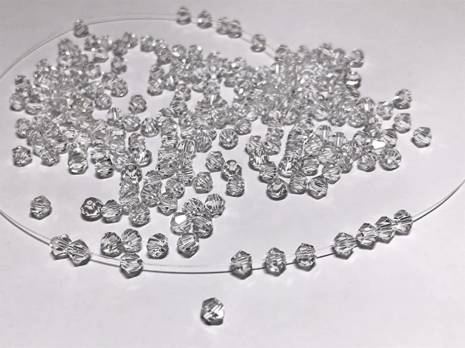 ガラスビーズ ソロバンビーズ 4mm 700個 サンキャッチャー アクセサリー ハンドメイド 粒ビーズ( クリア)