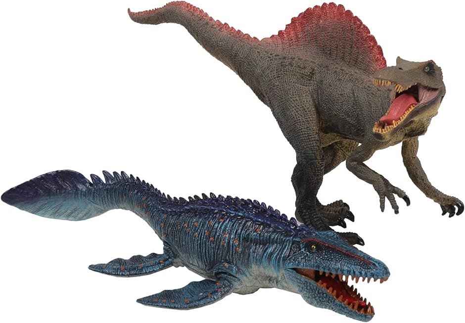 恐竜 おもちゃ 古代生物 フィギュア 肉食恐竜 海 人形 スピノサウルス＋モササウルス2体｜zebrand-shop