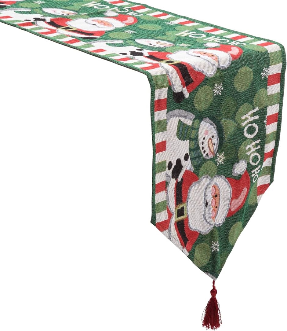 テーブルランナー クリスマス おしゃれ 飾り 雑貨 33x180cm 装飾 パーティグッズ インテリア( A / サンタと雪だるま)