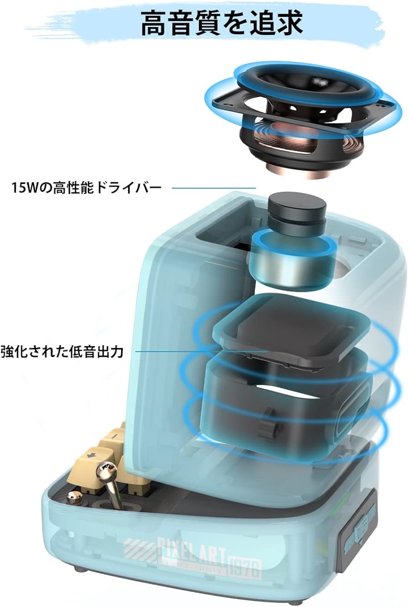 Ditoo-Pro ポータブル Bluetoothスピーカー 3.55インチ LEDスクリーン ピクセルディスプレイ MDM( blue)｜zebrand-shop｜04