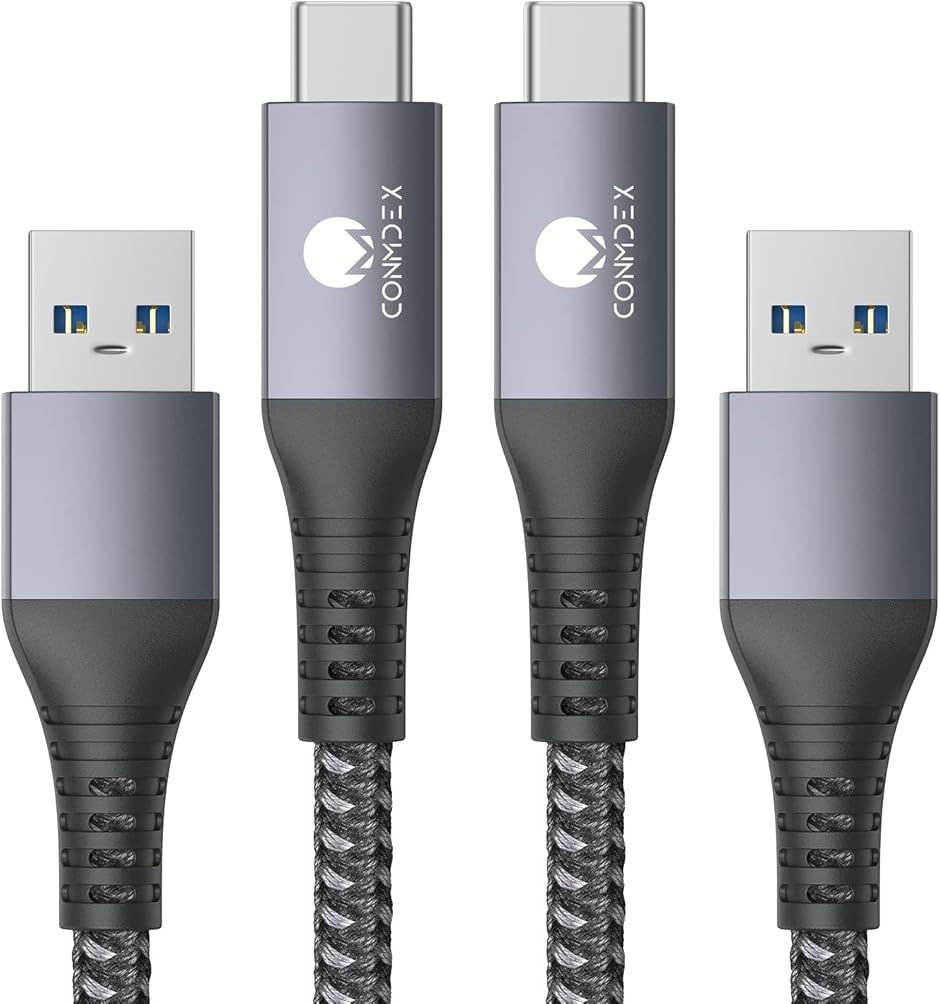 2�{USB Type C �P�[�u�� 10Gbps �f�[�^�]�� USB3.1 Gen2 �^�C�v USB-A to (�O���[,  2M)