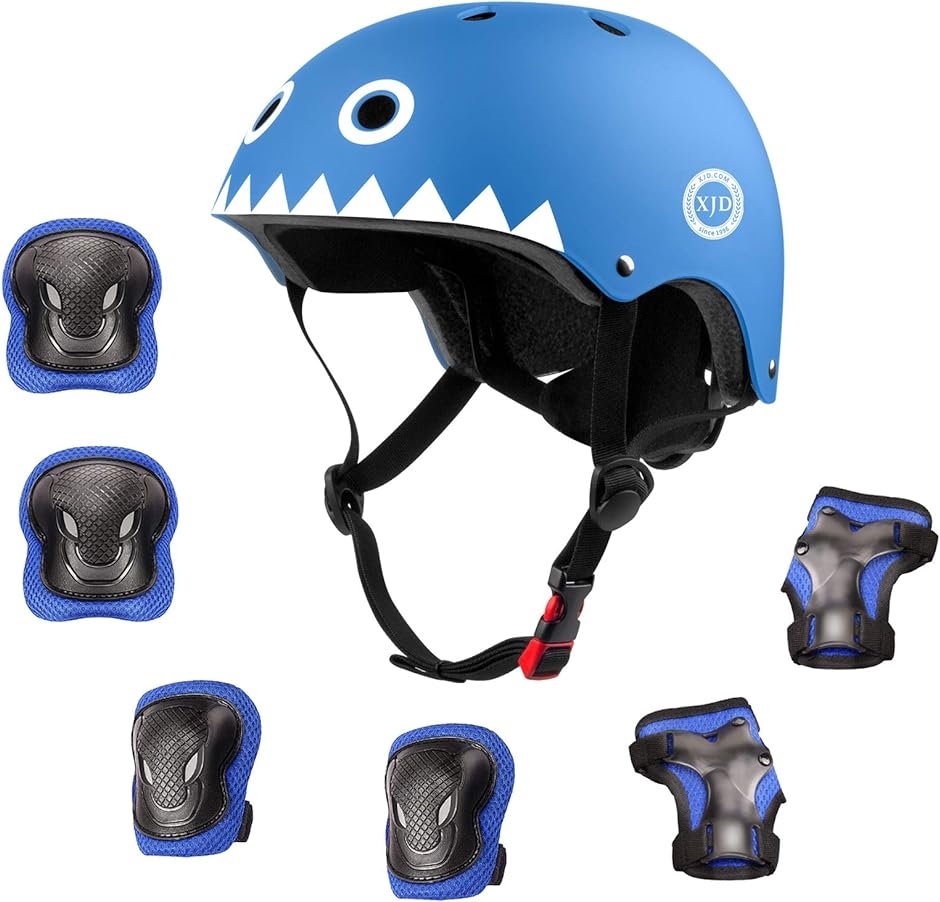 ヘルメット こども用 キッズプロテクターセット 調節可能 巾着袋付き M:55〜57cm MDM( モンスター、青色,  M:55〜57cm)｜zebrand-shop