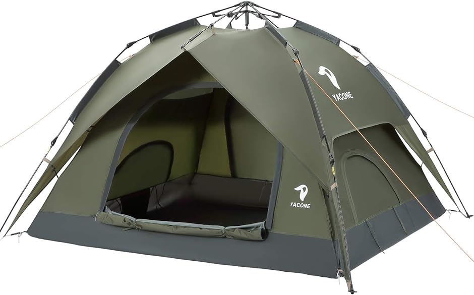 テント 3人用 ワンタッチテント 二重層 2WAY 設営簡単 コンパクト uvカット加工 折りたたみ 防災用 キャンプ用品 MDM( グリーン)｜zebrand-shop