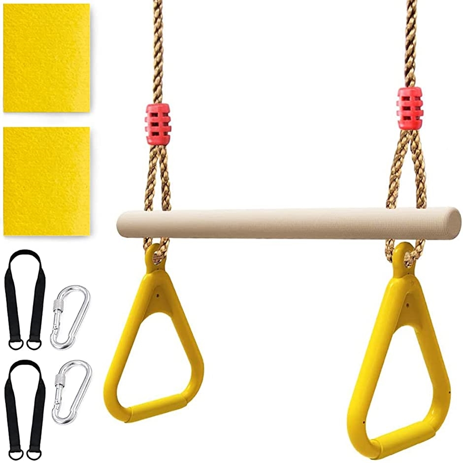 ぶら下がり ブランコ お家 体操 トレーニング に 最適 子ども 用 吊り輪 遊具( イエロー)｜zebrand-shop