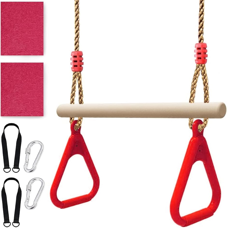 ぶら下がり ブランコ お家 体操 トレーニング に 最適 子ども 用 吊り輪 遊具( レッド)｜zebrand-shop