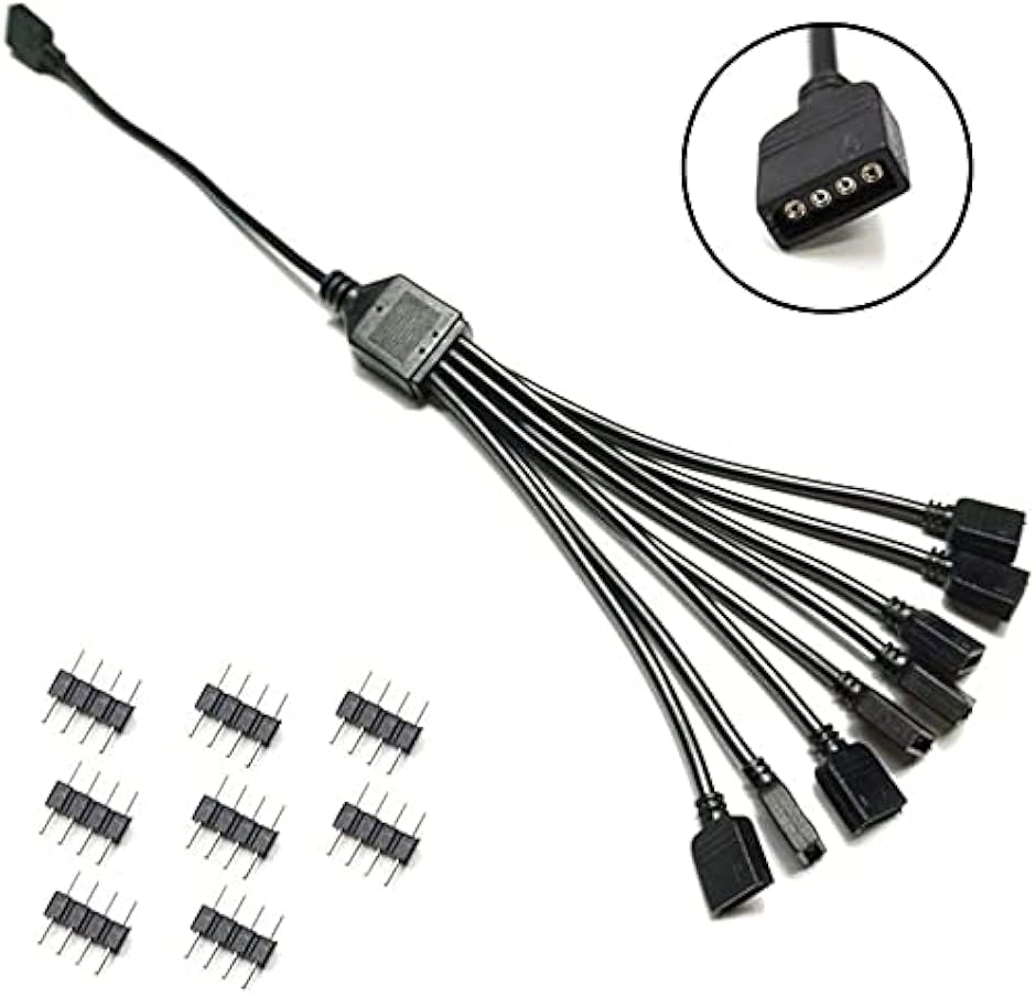 4ピン RGB LED用 8分岐ケーブル 30cmA AURA SYNC : ゼブランドショップ