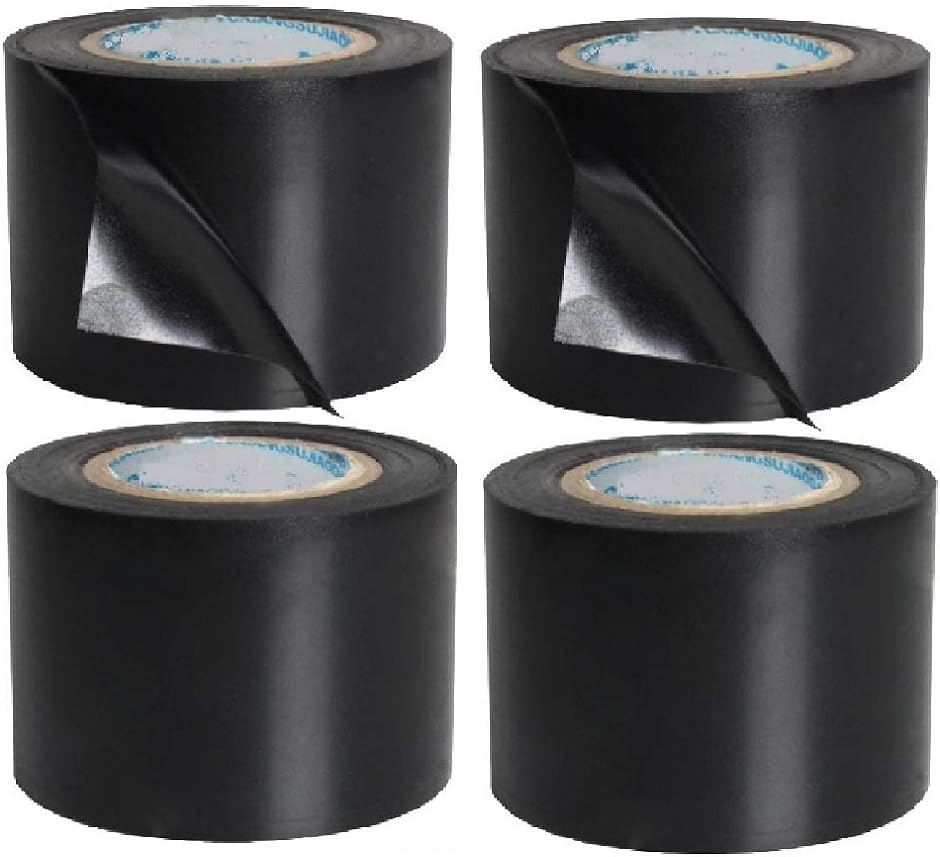 補修テープ PVC 多用途 防水 絶縁テープ 黒 補修用 幅4.5( ブラック,  4巻セット)