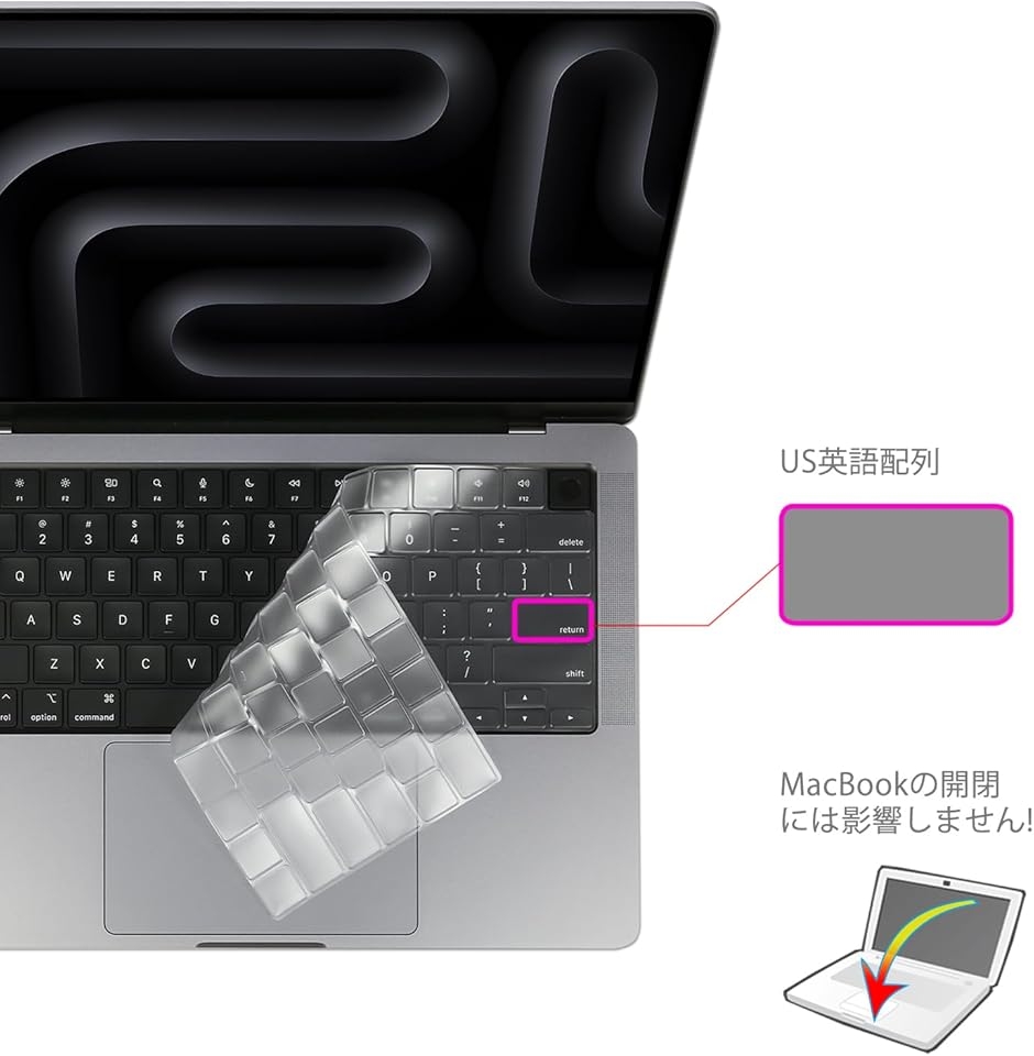 US英語配列 2025 MacBook MDM (透明, Pro 14''(2025)/Pro 16''/Air 13