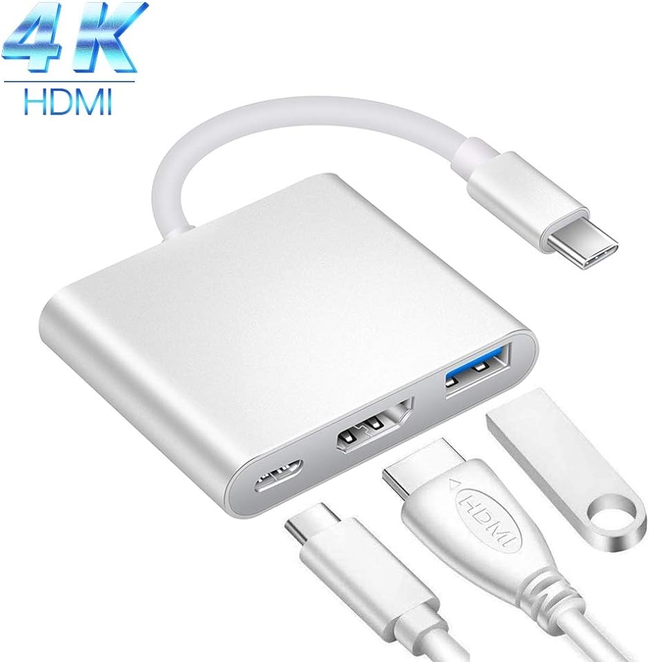 USB Type c HDMI アダプタ 3-in-1 変換 usbタイプC 4K解像度変換アダプター デバイス対応