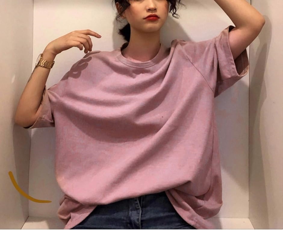AS45 Tシャツ 丸首 クルーネック 速乾 軽い 軟らかい BIG 大きめ シンプル 五分袖 ゆったり pink( ピンク,  M)｜zebrand-shop｜03