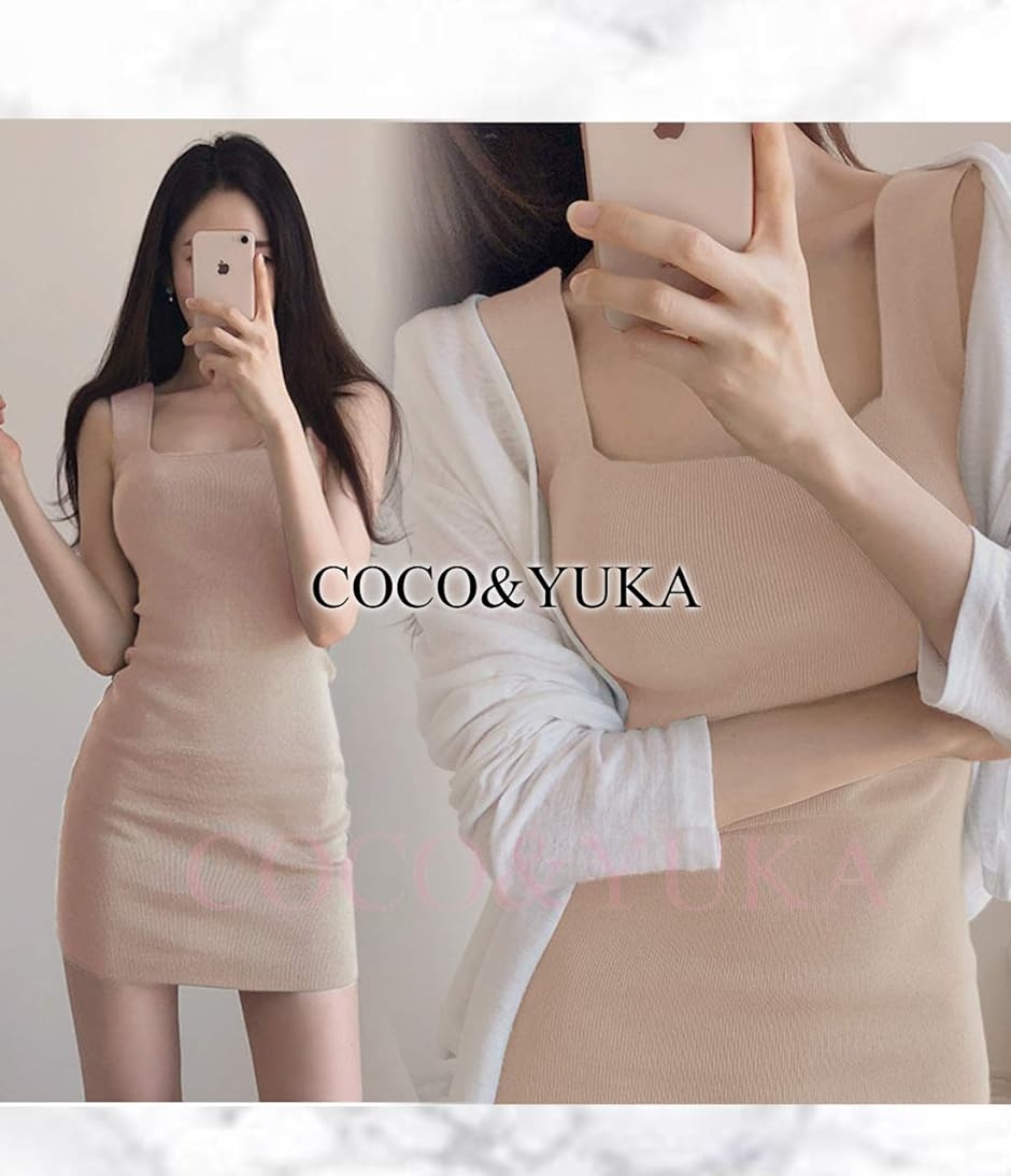 セクシー タイト シンプル ミニ ワンピース ノースリーブ ニット