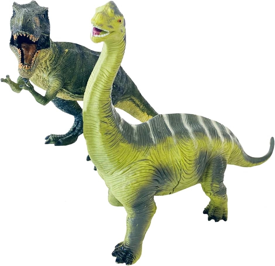 恐竜 おもちゃ ティラノサウルス ＆ 恐竜フィギュア 2種セット アクキー付き( ブラキオサウルス)