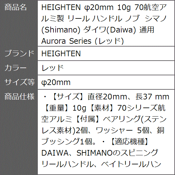 φ20mm 10g 70航空アルミ製 リール ハンドル ノブ シマノ Shimano