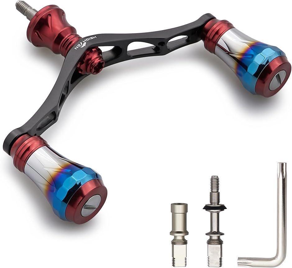 V1.0 95mm リール ハンドル 20mm ハンドルノブ 搭載 シマノ ダイワ MDM (V1.0 - ワインレッド＆ブラック,  95mm)