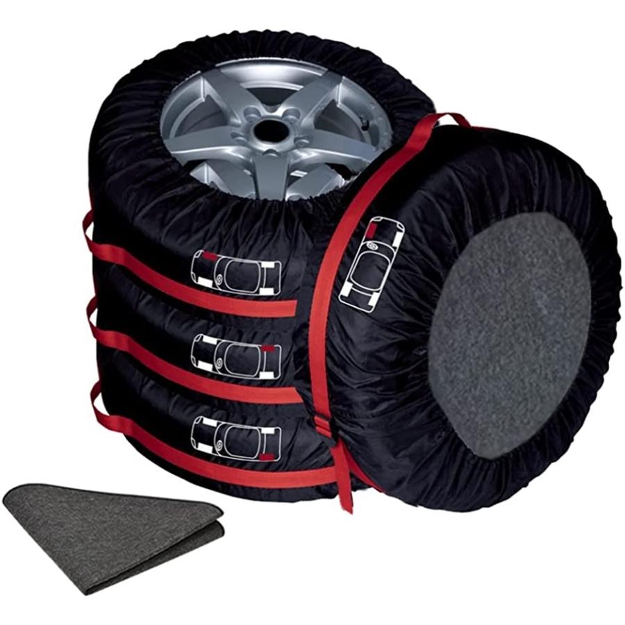 タイヤトート タイヤカバー タイヤバッグ タイヤ収納 屋外 14-17インチタイヤ対応 防紫外線( ブラック,  M-直径70cm)