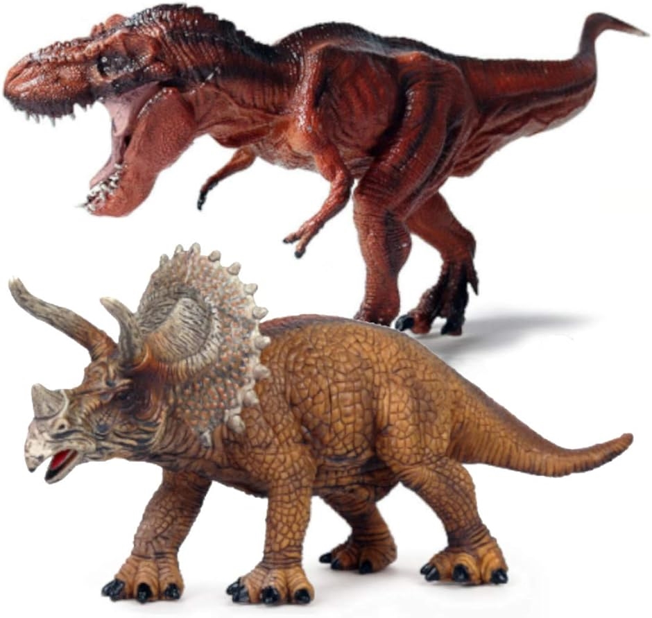 恐竜 レッド ティラノサウルス トリケラトプス フィギュア おもちゃ 2 