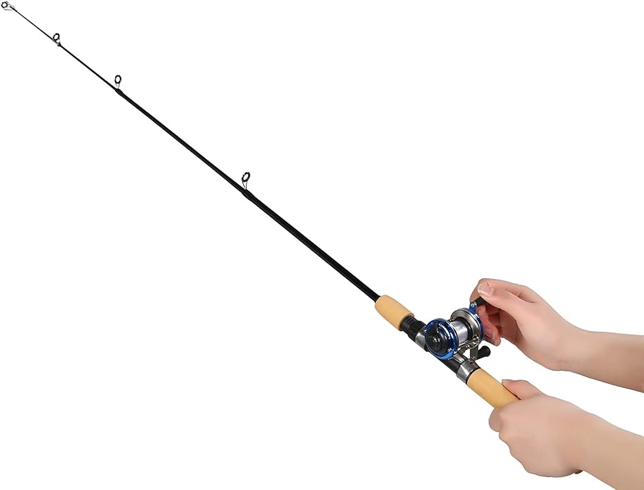 穴釣り用釣竿セット コンパクトロッド 両軸リール 100cm