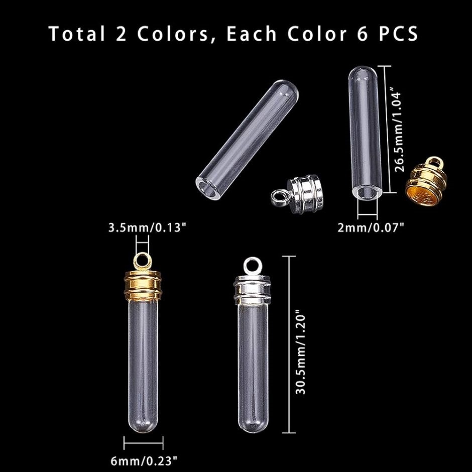 約12組セット 30.5mm 2色 ミニ透明 管状 ガラスドーム MDM( 長さ約30.5mm 12組)｜zebrand-shop｜02