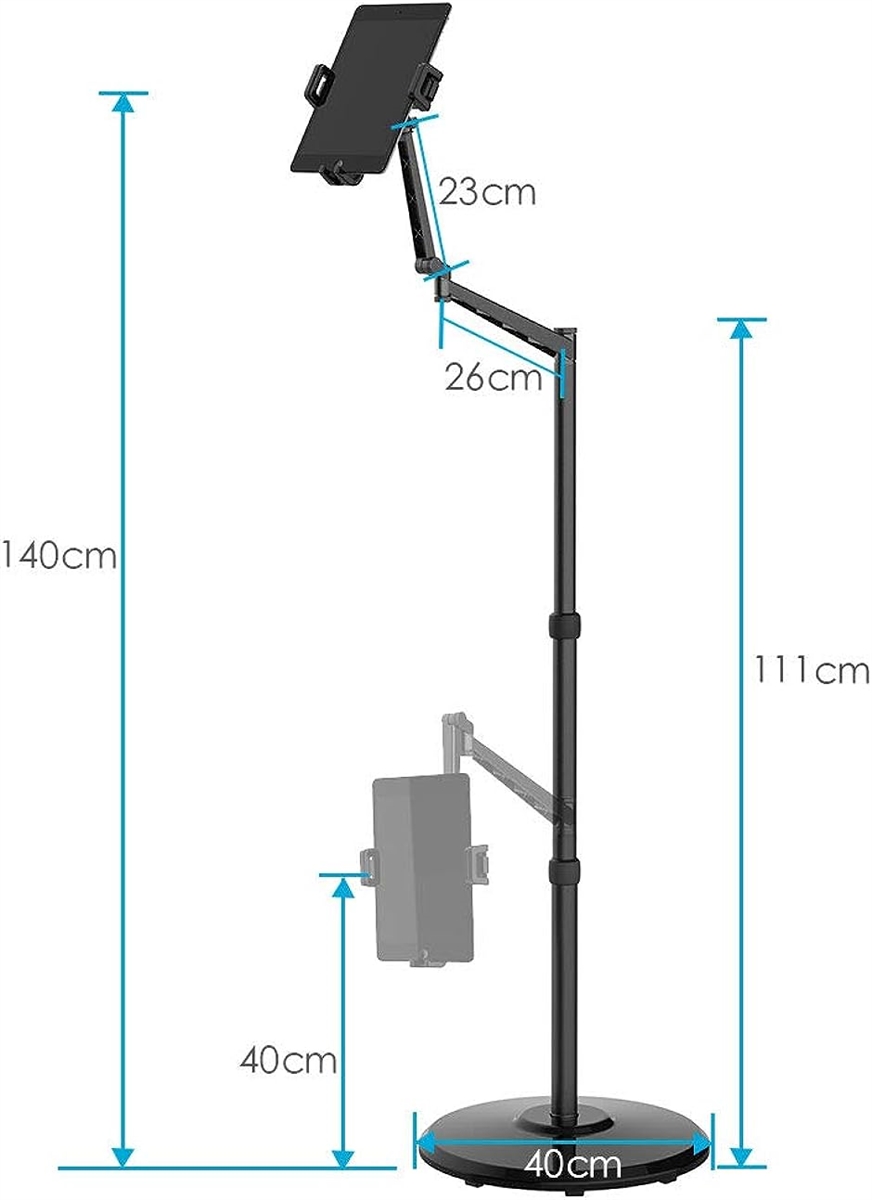 タブレットフロアスタンド 高さ調節可能 360度回転 スマートフォンとタブレット用 Mini/iPad MDM( Floorstand-1)