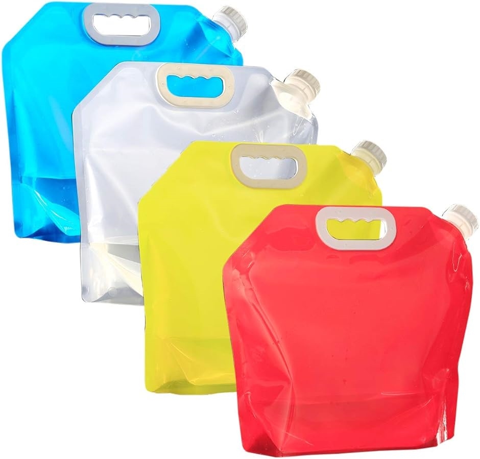 大容量 ウォーターバッグ コンパクト 収納 カラー給水タンク 非常用 給水袋 緊急用 災害 アウトドア スポーツ( 5L：4色セット)｜zebrand-shop