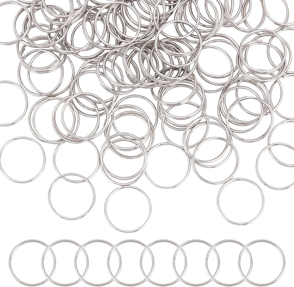100個 15x1.8mm 304ステンレス製スプリットリング 丸カン 丸リング 銀色 金属色 MDM( ステンレス色,  15mm-100個)