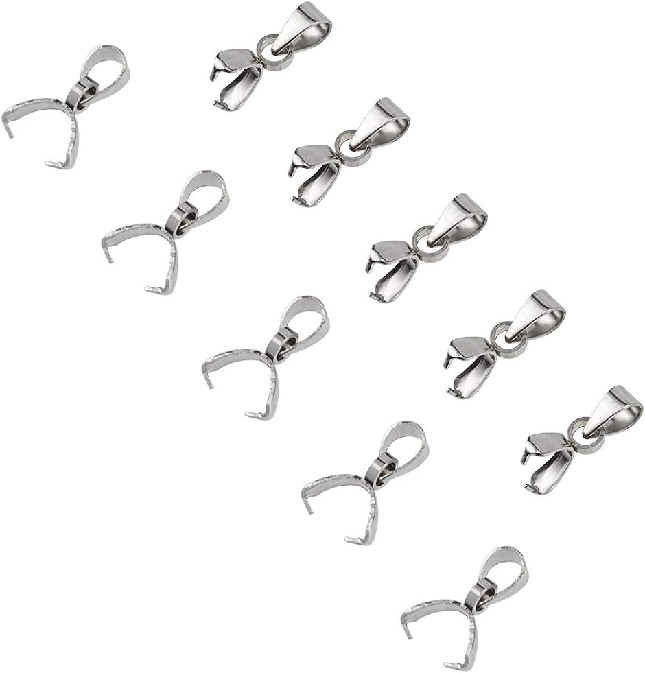 50個 ステンレスバチカン 304ステンレス製ピンチベイル ピンチクラスプ 穴径3x4mm MDM( ステンレス色-50個,  9mm)
