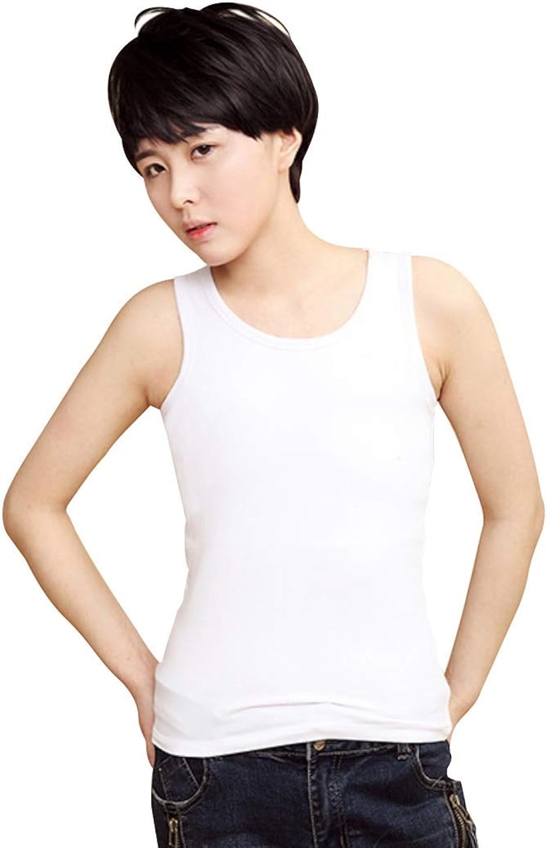 ナベシャツ 胸つぶし タンクトップ ロング スポブラ 調整フック コスプレ 男装( ホワイト,  XL)｜zebrand-shop