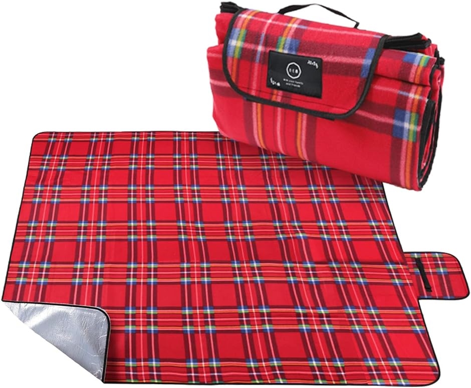 日本企業による企画販売・充実した検品体制 レジャーシート 厚手 レジャーマット コンパクト( 赤xチェック(200x150))