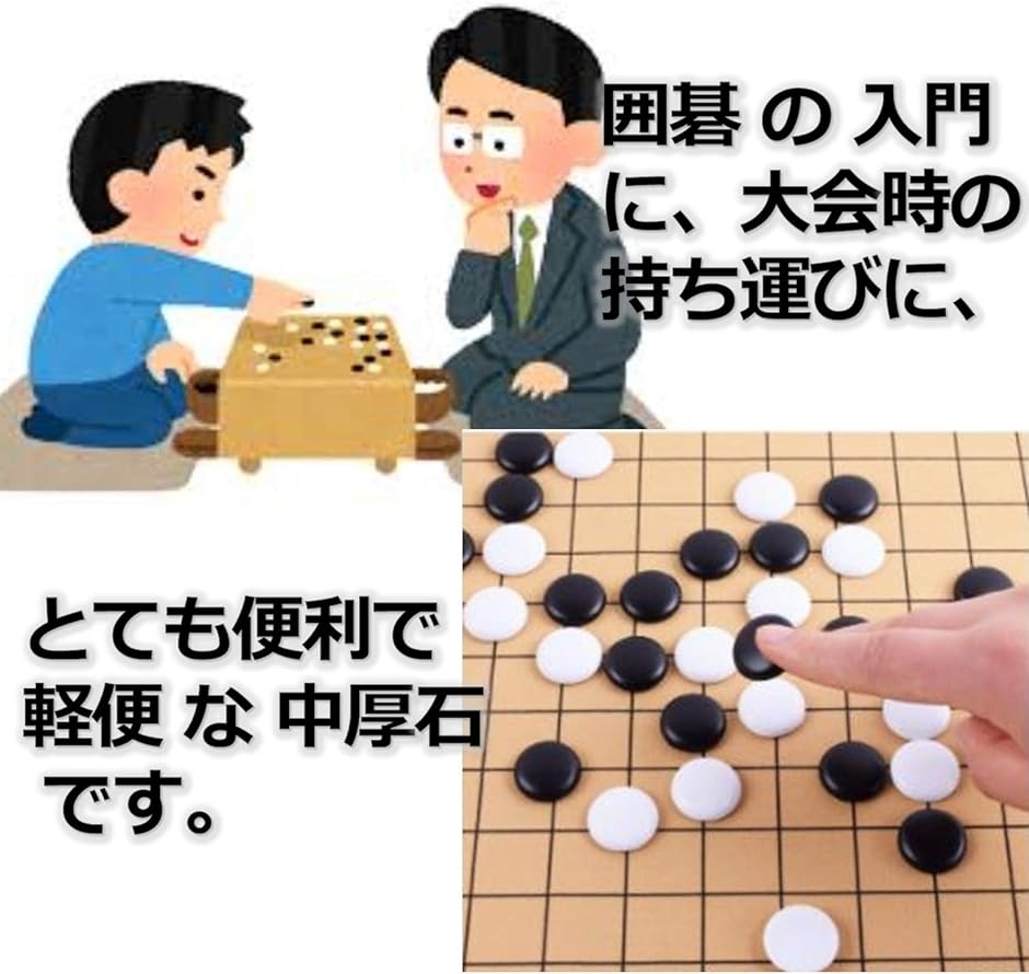 碁石 ごいし 囲碁 いご 硬質メラミン 中厚石 練習 囲碁碁石 初心者 入門 用 厚さ６mm( 361個入り)｜zebrand-shop｜06