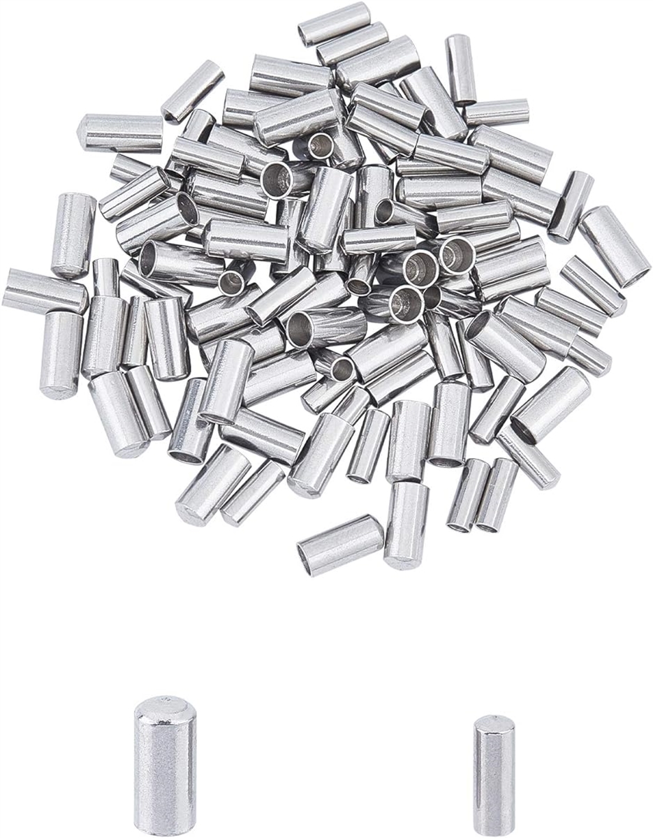 約100個 2種 内径2/3mm ステンレス エンドパーツ 304ステンレス エンドビーズ MDM( ステンレス色-100個,  2/3mm)