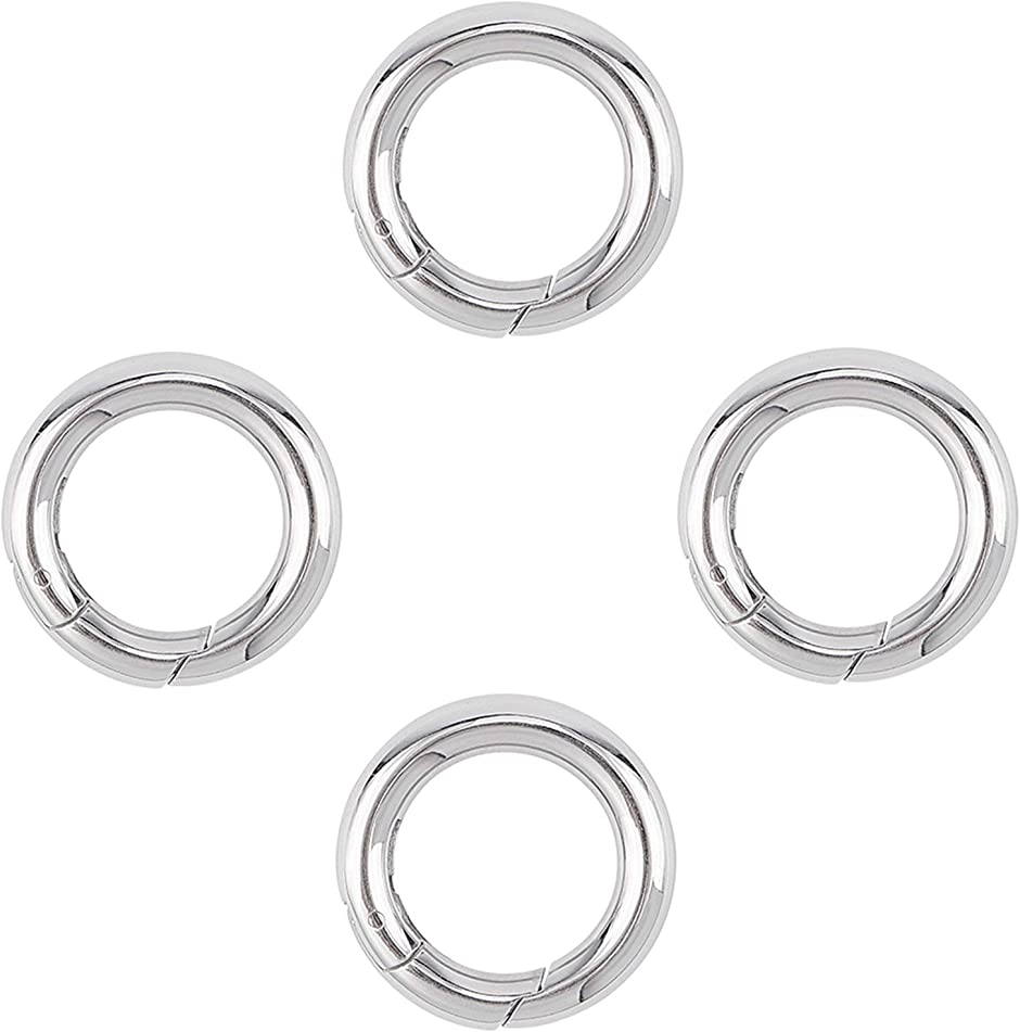 Yahoo! Yahoo!ショッピング(ヤフー ショッピング)約4個 内径16mm カラビナ 丸型 キーリング ステンレス 留め具 キークラスプ リングクラスプ（ ステンレス色-4個,  24mm）