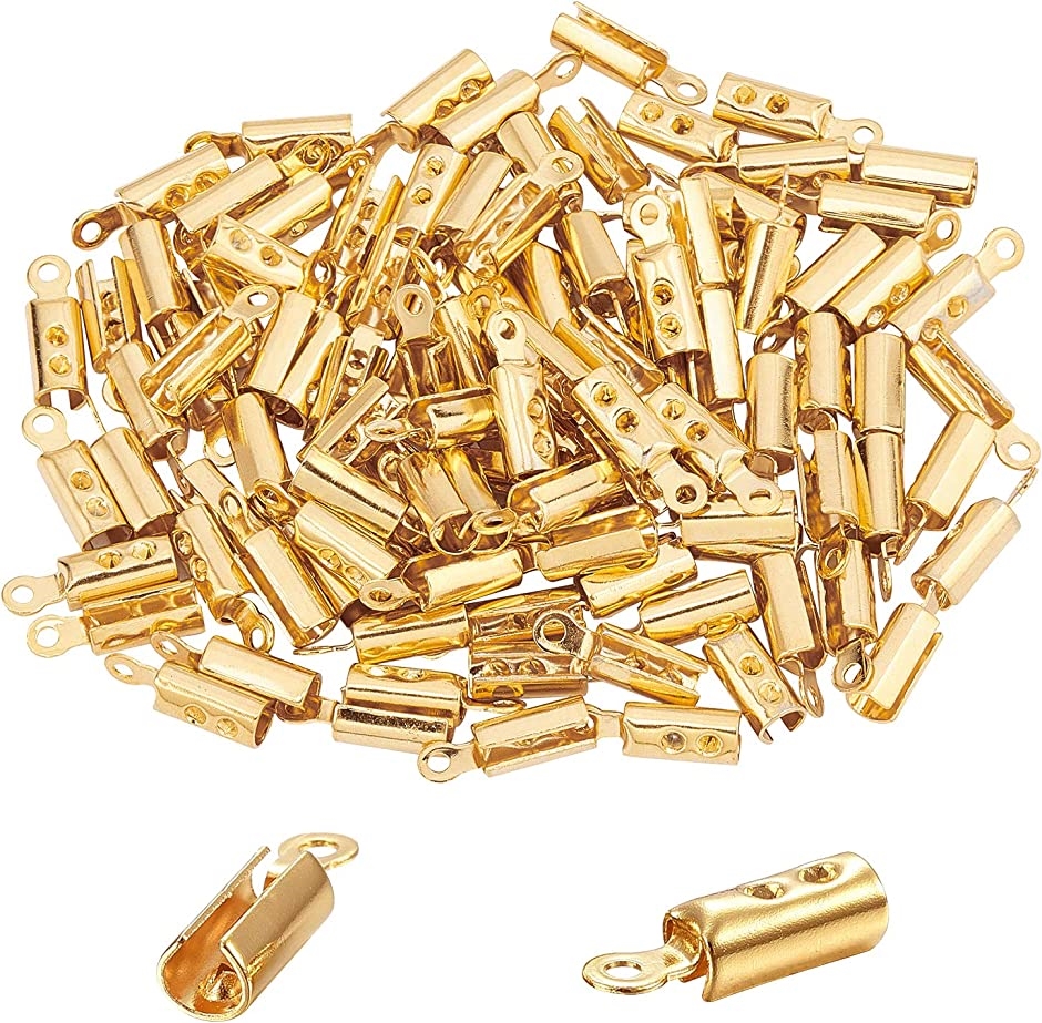 約100個 内径2x2.5mm ステンレス エンドパーツ 304ステンレス( ゴールデン-100個,  内径2mm)