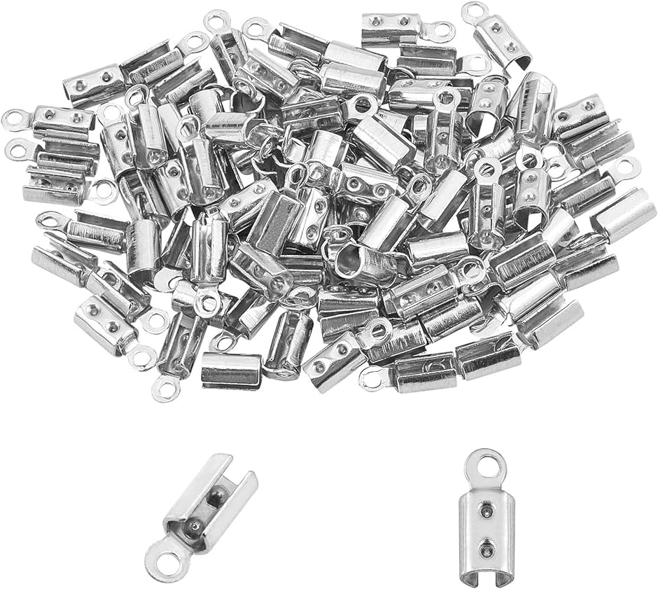 約100個 ステンレス エンドパーツ 304ステンレス MDM( ステンレス色#1-100個,  内径2.5mm)