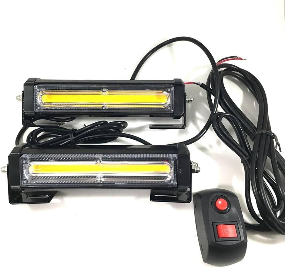 DC12V COB 6LED x 2連 ストロボ フラッシュ ライト キット 発光 パターン 変更可能 リモコン 付き 白( アンバー)｜zebrand-shop