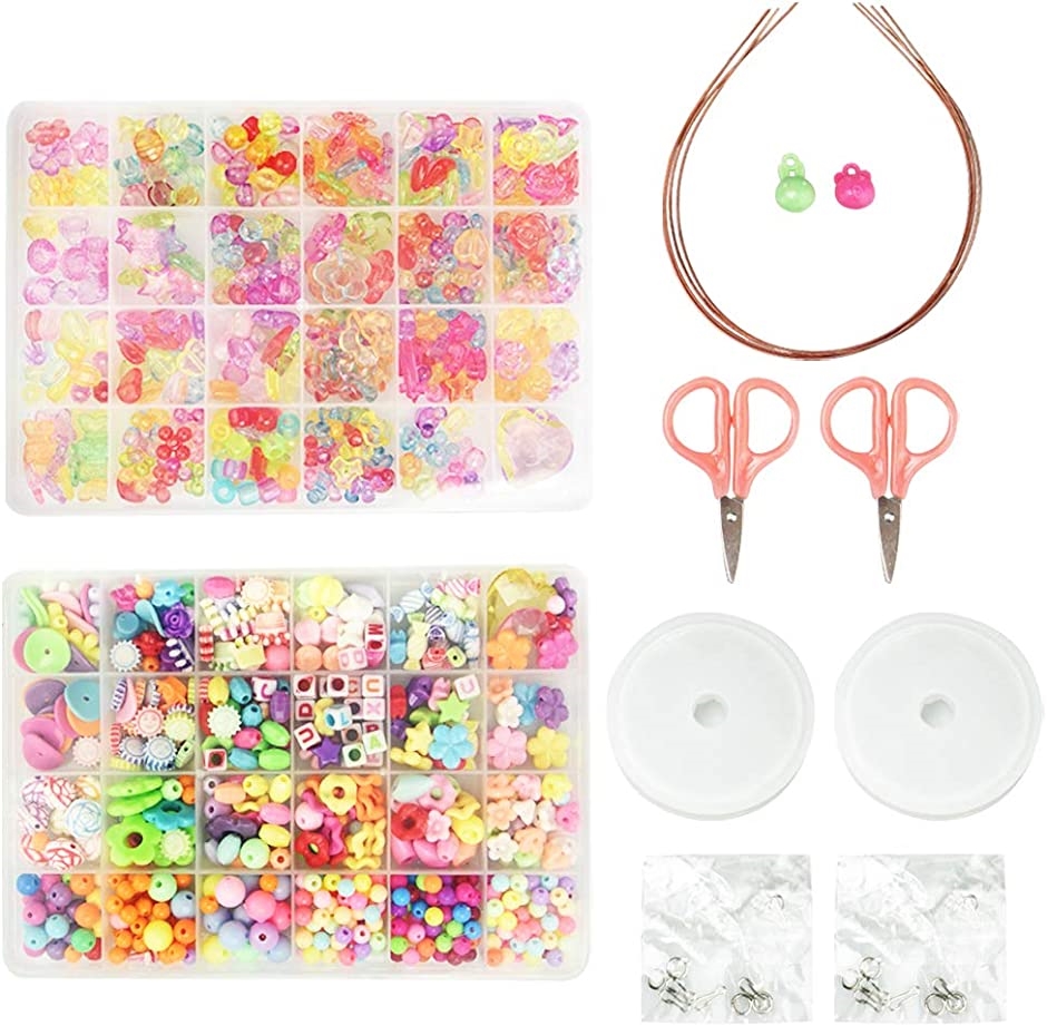 Yahoo! Yahoo!ショッピング(ヤフー ショッピング)ビーズアクセサリーキット 大容量 詰め合わせ セット 手作り ブレスレット ネックレス おもちゃ