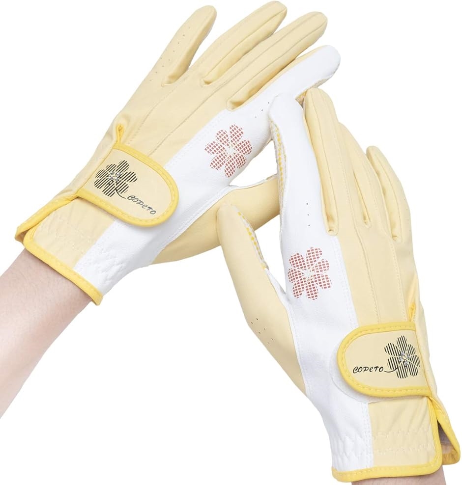 プレミーノ ゴルフ グローブ 手袋 レディース 両手 フィット感 耐久性 20(イエロー,  20 (17.0cm-17.5cm))