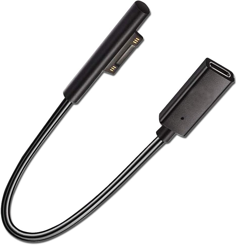 急速充電 Surface用 ケーブル PD 充電器 TYPE-C USB-C アダプタ( ブラック、PVC0.2m)