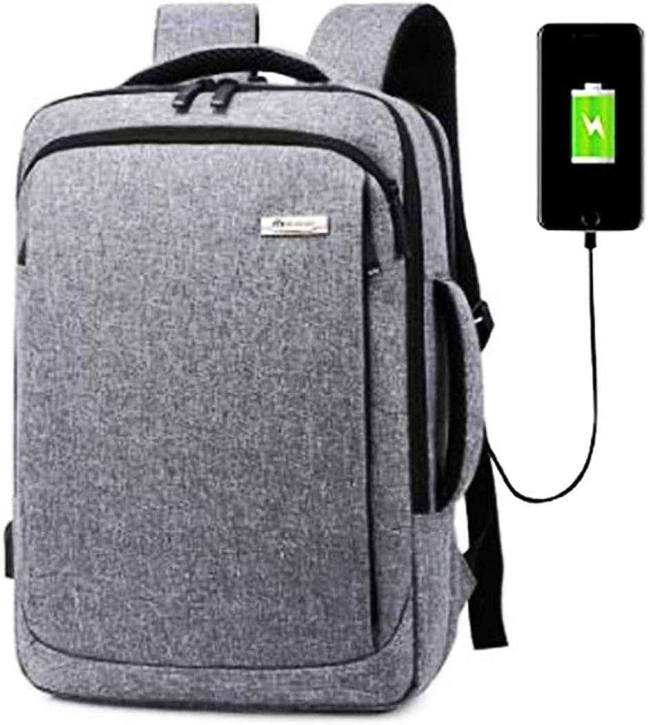 ビジネスリュック USB充電ポート付き ビジネスバッグ 3way PCリュック 15.6インチ PCバッグ メンズ 軽量( グレー)