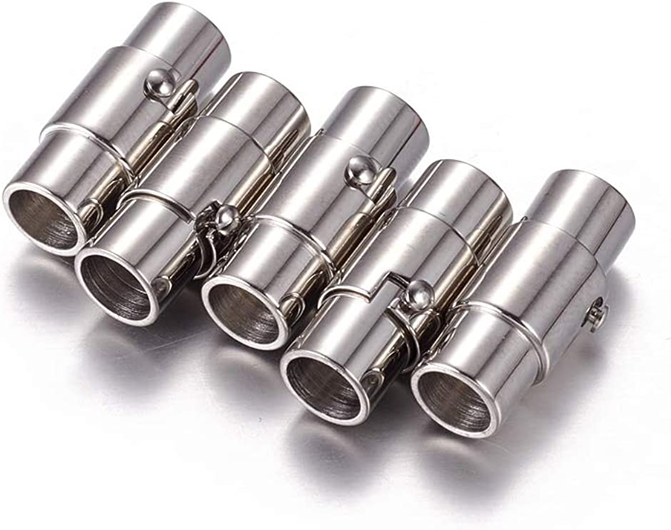 5セット内径5mm 18x8mm 304ステンレス製マグネットクラスプ MDM( 金属色#2-5セット, 内径5mm)