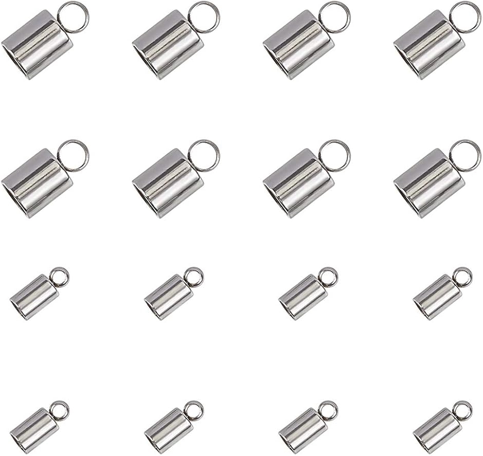 100個 2種サイズ 3/4mm内径 304ステンレス製金具キット 接続パーツセット(ステンレス色-100個, 3/4mm)