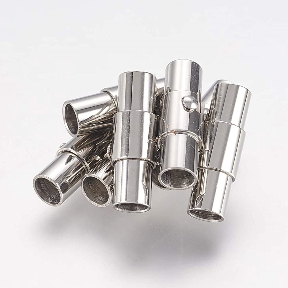 5セット内径4mm 18x5mm 304ステンレス製マグネットクラスプ( 金属色#3-5セット, 内径4mm)